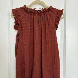 Ces Femme Ruffle Neck Blouse, Womens Size Large
